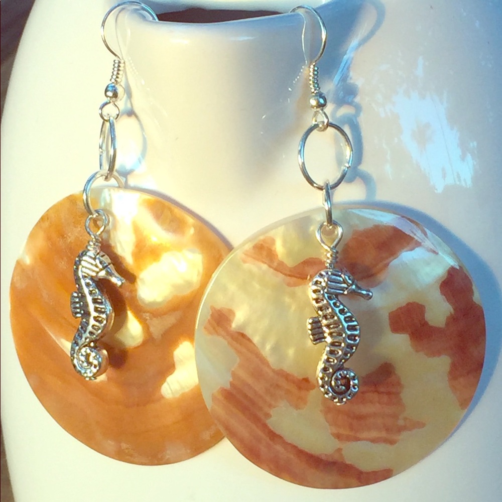 Seahorse and Mother of Pearl Earrings